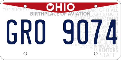 OH license plate GRO9074