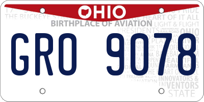 OH license plate GRO9078