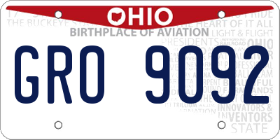 OH license plate GRO9092
