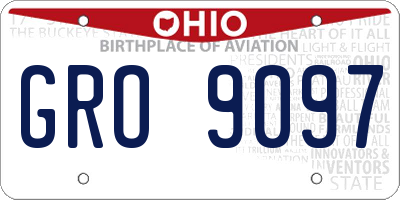 OH license plate GRO9097