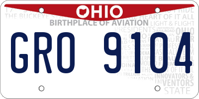 OH license plate GRO9104
