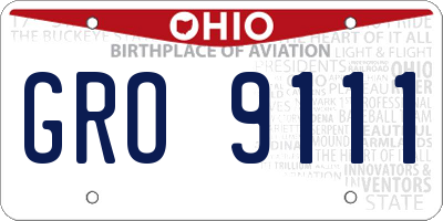 OH license plate GRO9111