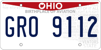 OH license plate GRO9112
