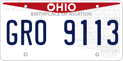 OH license plate GRO9113
