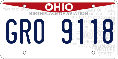 OH license plate GRO9118