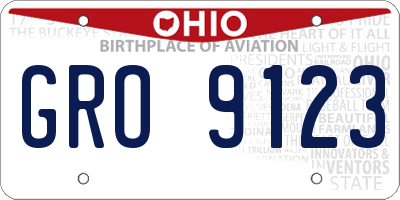OH license plate GRO9123