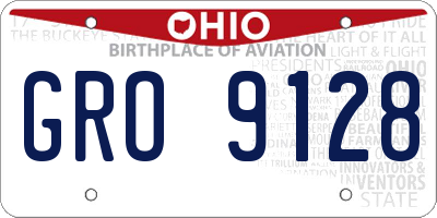 OH license plate GRO9128