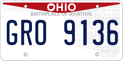 OH license plate GRO9136