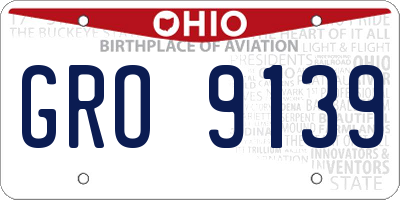 OH license plate GRO9139