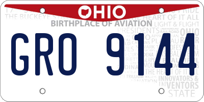 OH license plate GRO9144