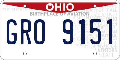 OH license plate GRO9151