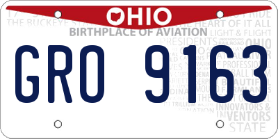 OH license plate GRO9163