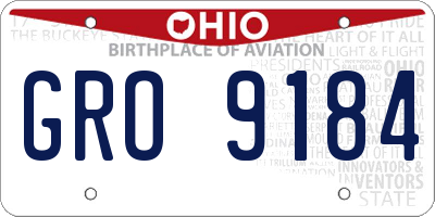 OH license plate GRO9184
