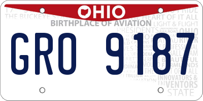 OH license plate GRO9187
