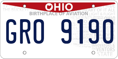OH license plate GRO9190
