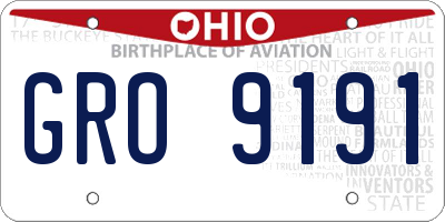 OH license plate GRO9191