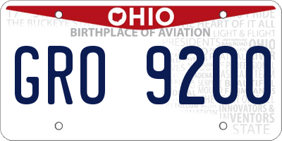 OH license plate GRO9200