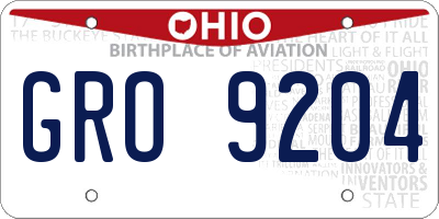 OH license plate GRO9204