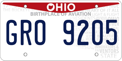 OH license plate GRO9205