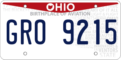 OH license plate GRO9215