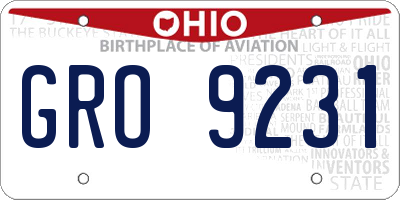 OH license plate GRO9231