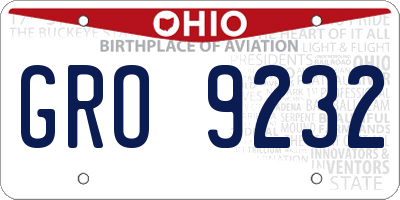 OH license plate GRO9232