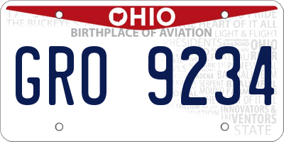 OH license plate GRO9234