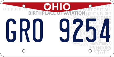 OH license plate GRO9254