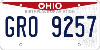 OH license plate GRO9257