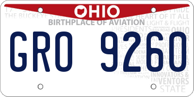 OH license plate GRO9260