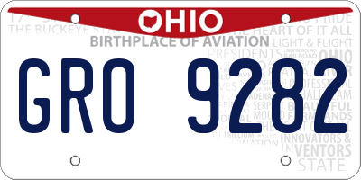 OH license plate GRO9282