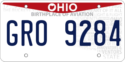 OH license plate GRO9284