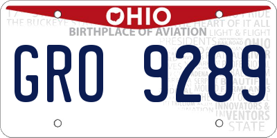 OH license plate GRO9289
