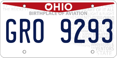 OH license plate GRO9293
