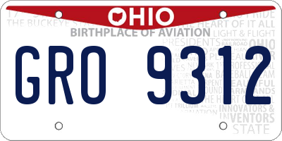 OH license plate GRO9312