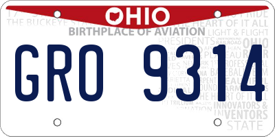 OH license plate GRO9314