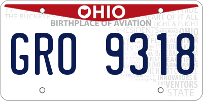 OH license plate GRO9318