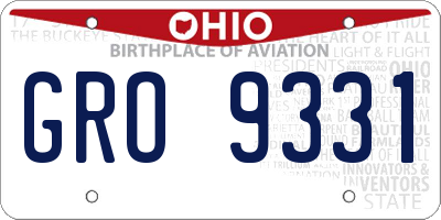 OH license plate GRO9331