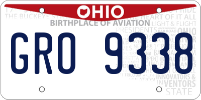 OH license plate GRO9338