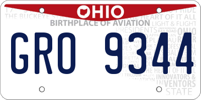 OH license plate GRO9344