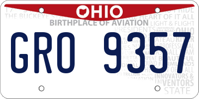 OH license plate GRO9357