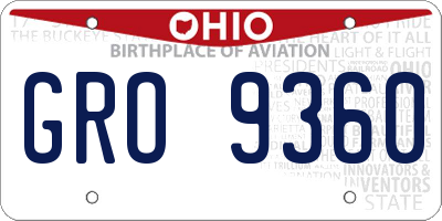 OH license plate GRO9360