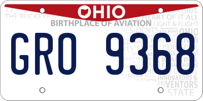 OH license plate GRO9368