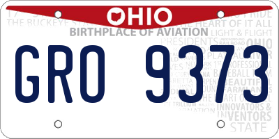 OH license plate GRO9373