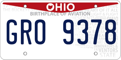OH license plate GRO9378