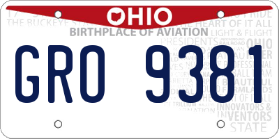 OH license plate GRO9381