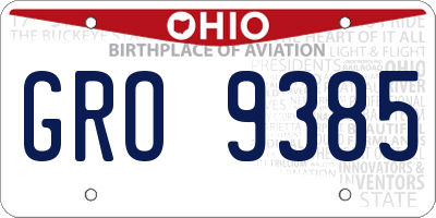 OH license plate GRO9385