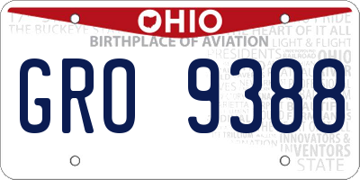 OH license plate GRO9388