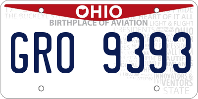OH license plate GRO9393
