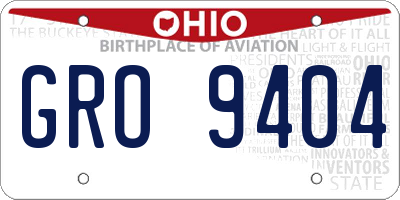 OH license plate GRO9404